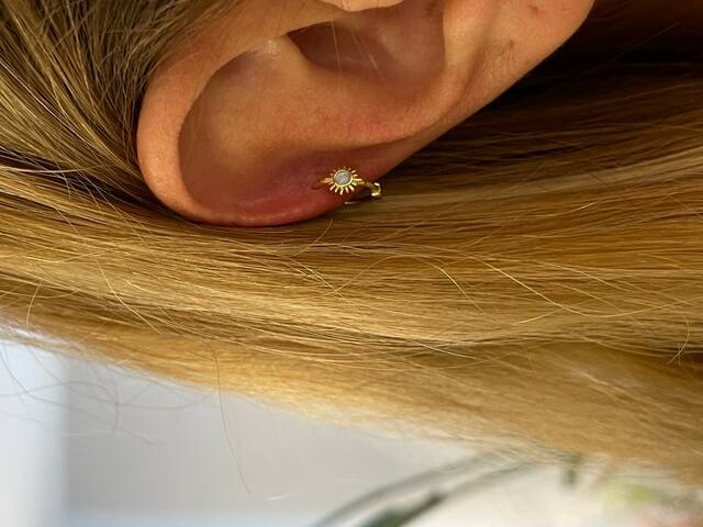 OPAL Stone-set Hoop PIERCING Earrings