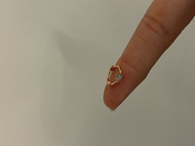 OPAL TAŞLI HALKA PIERCING KÜPE - Thumbnail