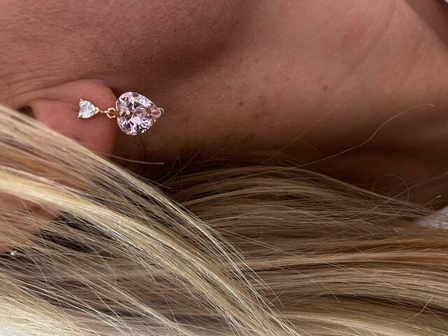 PRENSES Pink Quartz Heart Earrings Rose