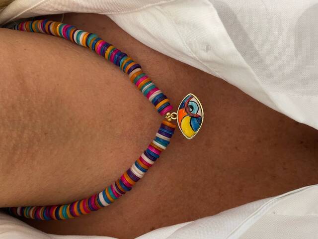 Colored Mother-of-Pearl Stone-set Colored SERAMİK Eye Necklace