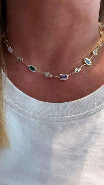 RENKLİ TAŞLI CHOKER KOLYE - Thumbnail