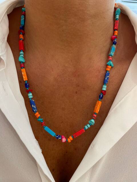 Colored VARİSİT Stone-set Knot Necklace