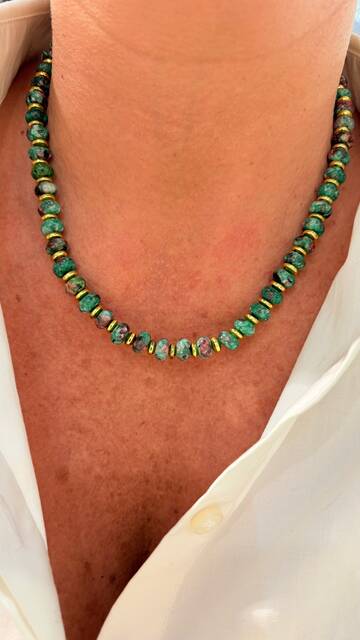 Shine_bypin - RONDEL YEŞİL AKİK KOLYE