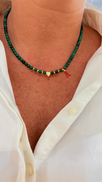 Shine_bypin - ŞANS İPLİ MALAHİT KALP KOLYE