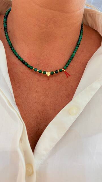 Shine_bypin - ŞANS İPLİ MALAHİT KALP KOLYE