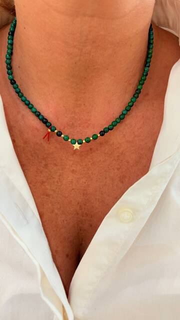 Shine_bypin - ŞANS İPLİ MALAHİT YILDIZ KOLYE