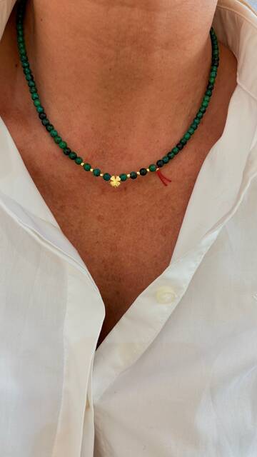 Shine_bypin - ŞANS İPLİ MALAHİT YONCA KOLYE