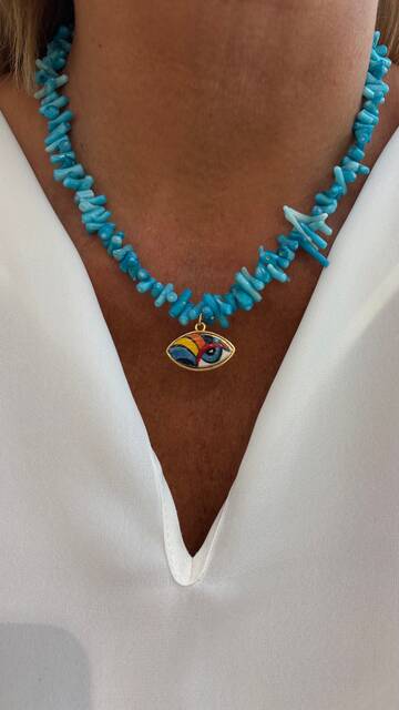Blue DAL Coral Steel Eye Necklace