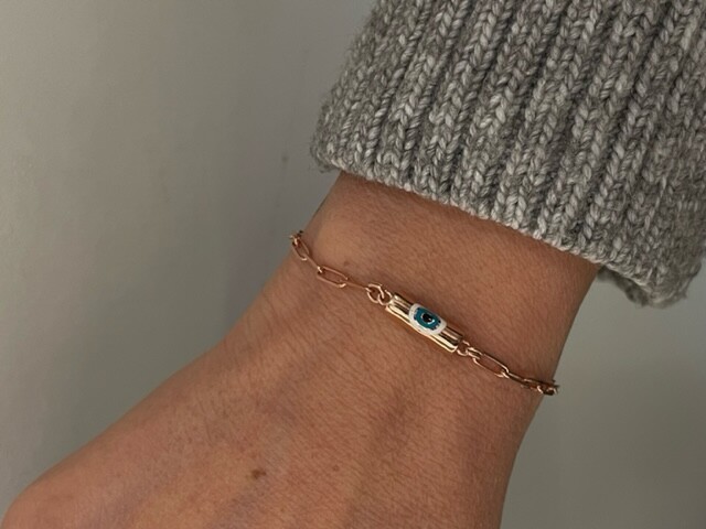Shine_bypin - SİLİNDİR NAZARLI ROSE BİLEKLİK