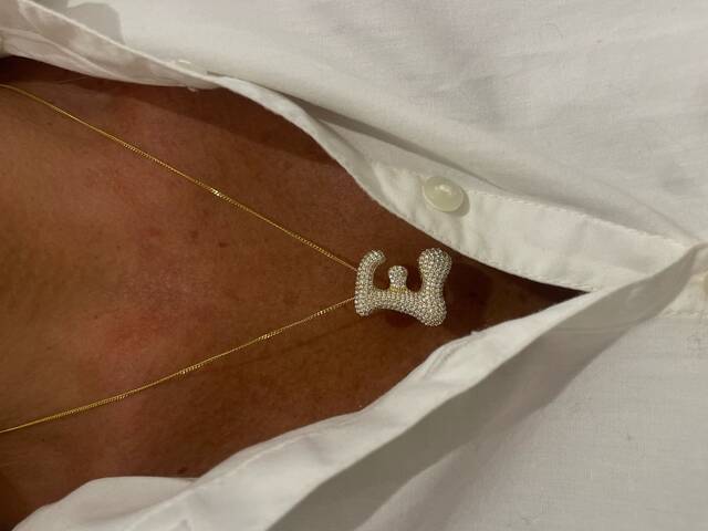 Stone-set BALON Initial Gold Necklace