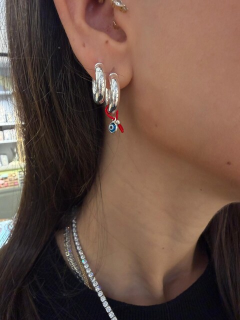 Shine_bypin - TEK NAZARLI GÜMÜŞ HALKA KÜPE