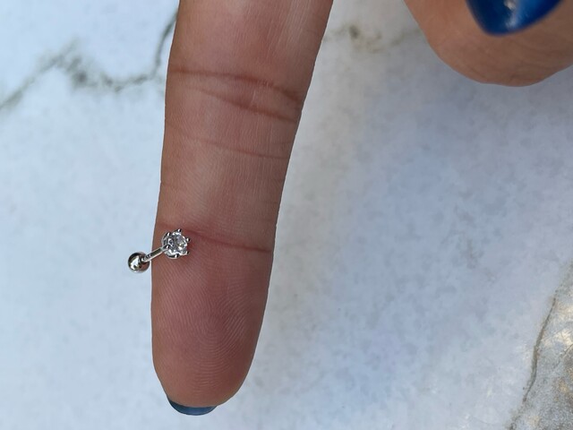 TEK TAŞ GÜMÜŞ PIERCING - Thumbnail