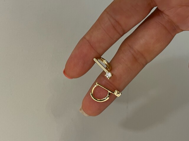 TEK TAŞLI İTHAL GOLD HALKA KÜPE - Thumbnail