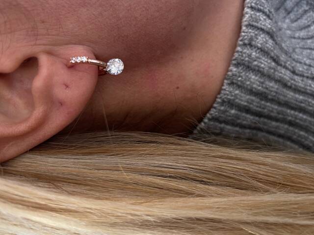 Single Stone-set Rose Hoop Earrings