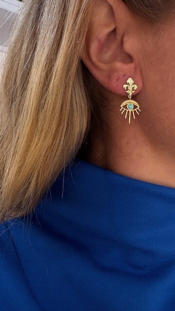 Shine_bypin - TURKUAZ TAŞLI GÖZ KÜPE