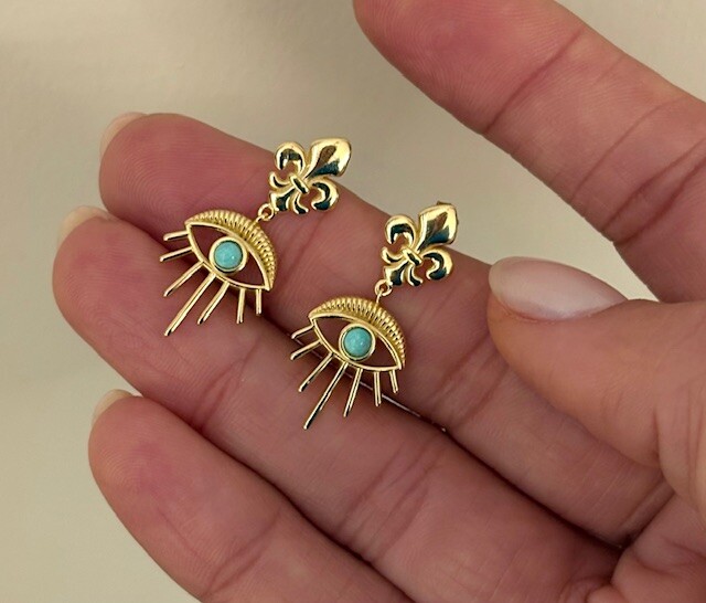 TURKUAZ TAŞLI GÖZ KÜPE - Thumbnail