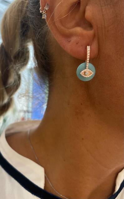 Turquoise Stone-set Rose Eye Earrings 3679