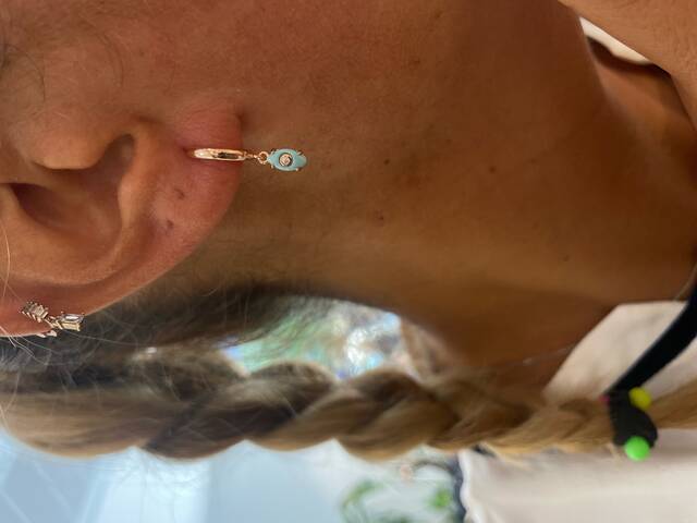 Turquoise Stone-set Rose Eye Earrings