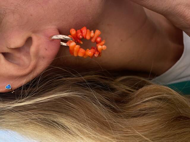 Orange DAL Coral Rose Hoop Earrings