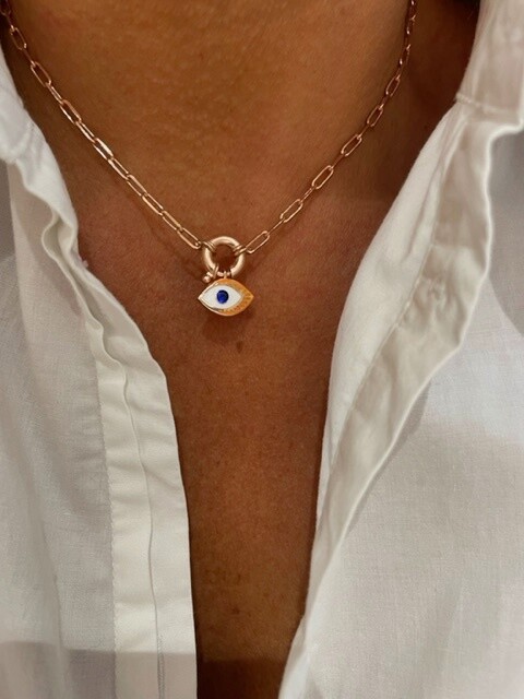 Shine_bypin - TURUNCU MİNELİ GÖZ CHOKER KOLYE
