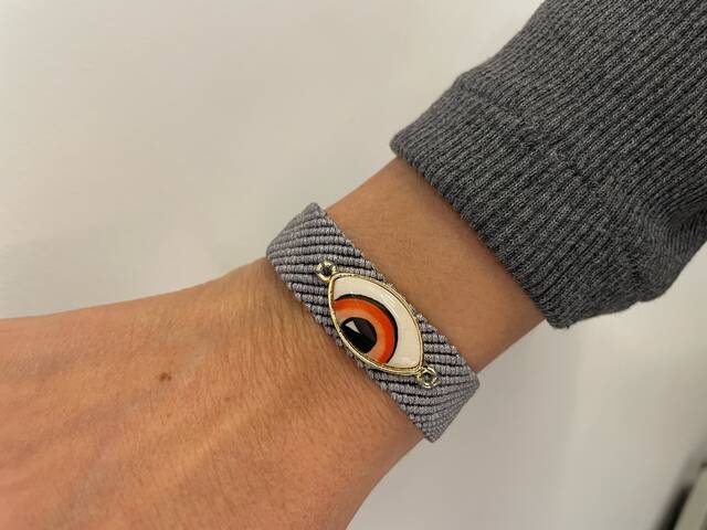 Orange SERAMİK Eye Gray Woven Bracelet