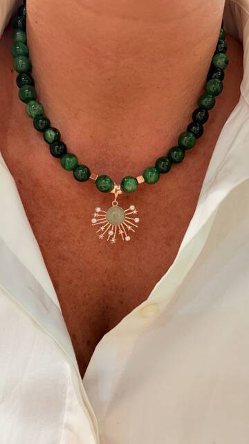 Shine_bypin - YEŞİL AKİK TAŞLI TASARIM KOLYE