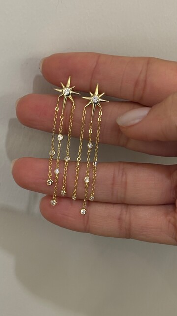 ZİNCİRLİ KUZEY YILDIZI KÜPE - Thumbnail