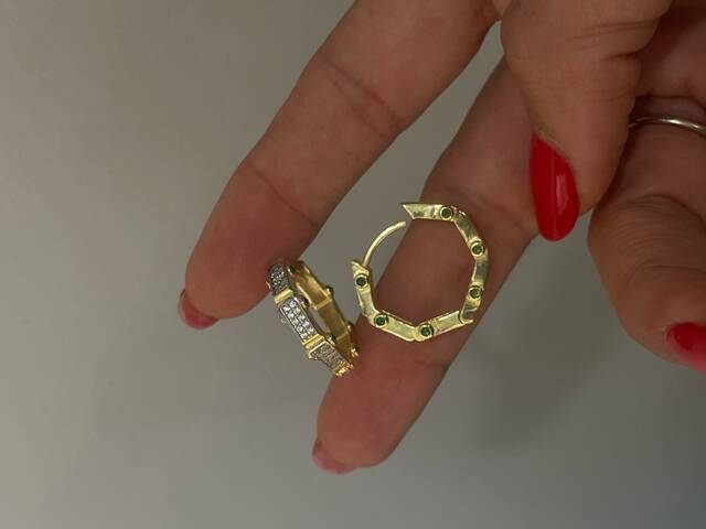 Emerald Stone-set Small Hoop Earrings