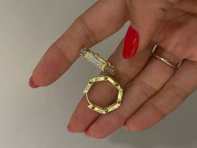 Emerald Stone-set Large Hoop Earrings